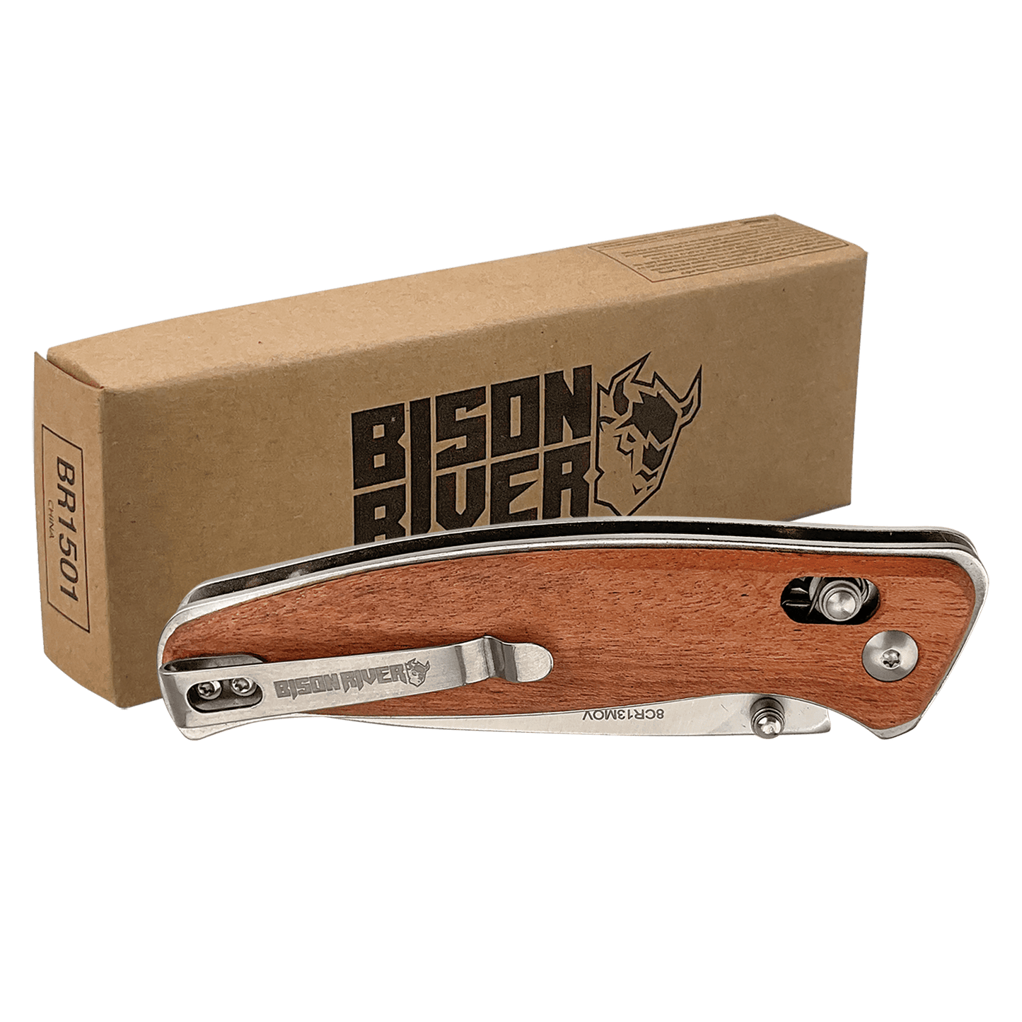Bison River 4.5 In Wood Handle Pocket Knife