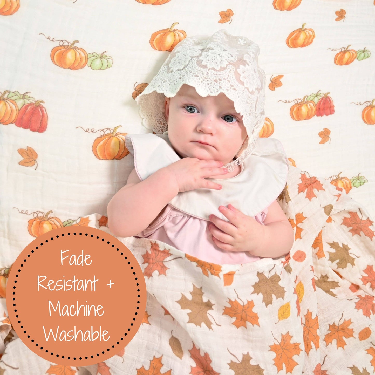 Unbe-leaf-able Fall Holiday Baby Muslin Cotton Blanket