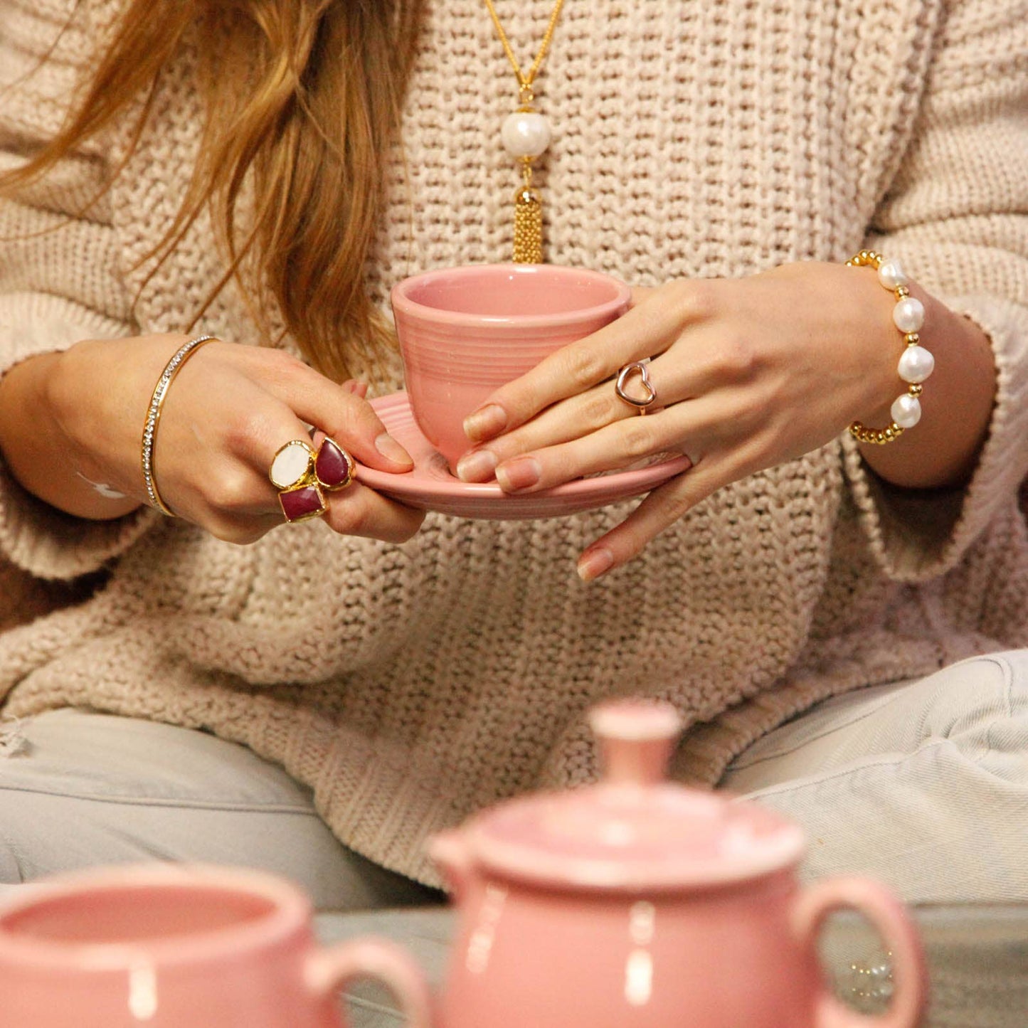 Polished Freshwater Pearl Stainless Steel Bead Bracelet