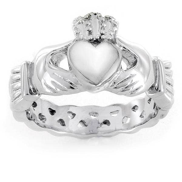 Claddagh and Celtic Knot Stainless Steel Ring