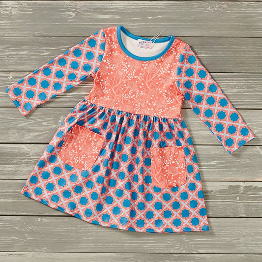 Pete & Lucy Teal and Orange Medley Dress
