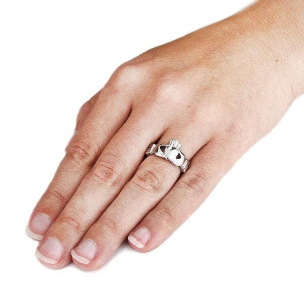 Claddagh and Celtic Knot Stainless Steel Ring