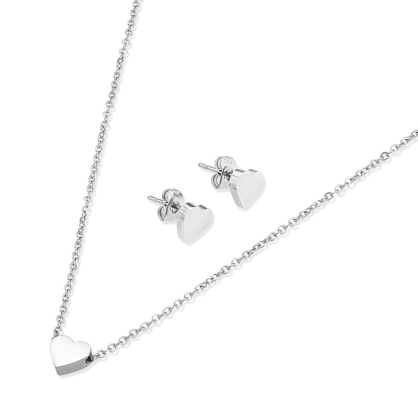 Heart Shaped Necklace and Earrings Jewelry Set