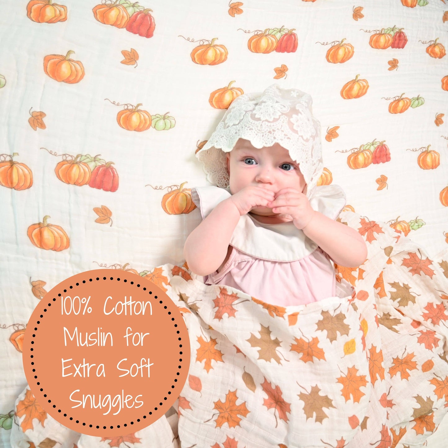 Pumpkin'pie Fall Holiday Theme Baby Muslin Cotton Blanket
