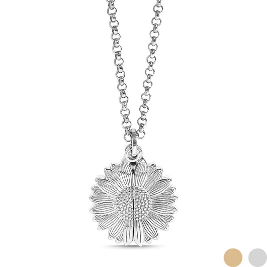 18K Gold PVD Stainless Steel Sunflower Hidden Message Necklace - GOLD