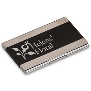 Black Laserable Business Card Holder - 3 3/4" x 2 1/2"