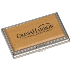 Metal/Wood Business Card Holder- 3 3/4" x 2 1/2"