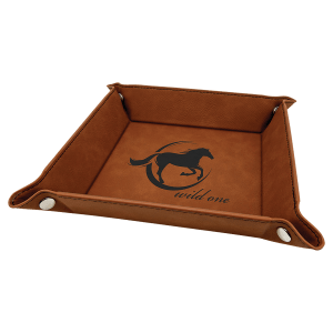Rawhide Laserable Leatherette Snap Up Tray with Silver Snaps - 6" x 6"