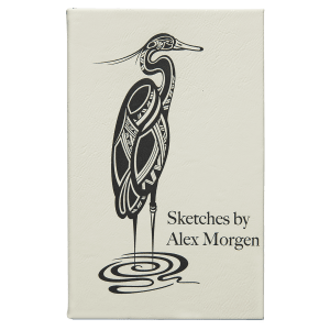 White Laserable Leatherette Sketch Book with Unlined Notepad -5 1/4" x 8 1/4"