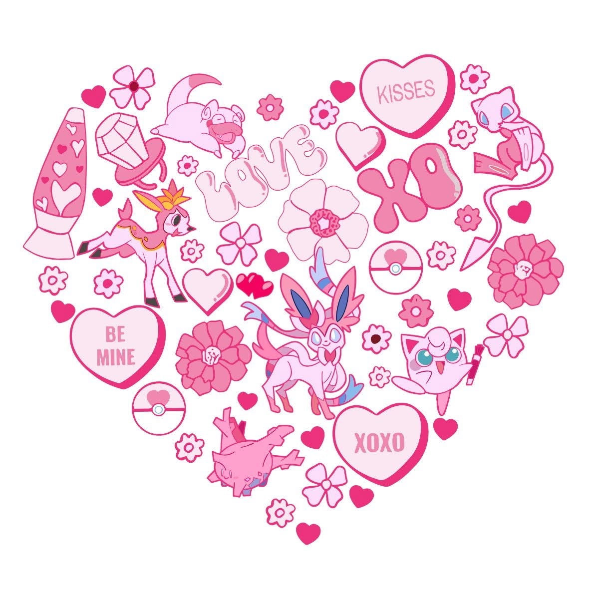 Pokemon Valentines T-shirts -Adult