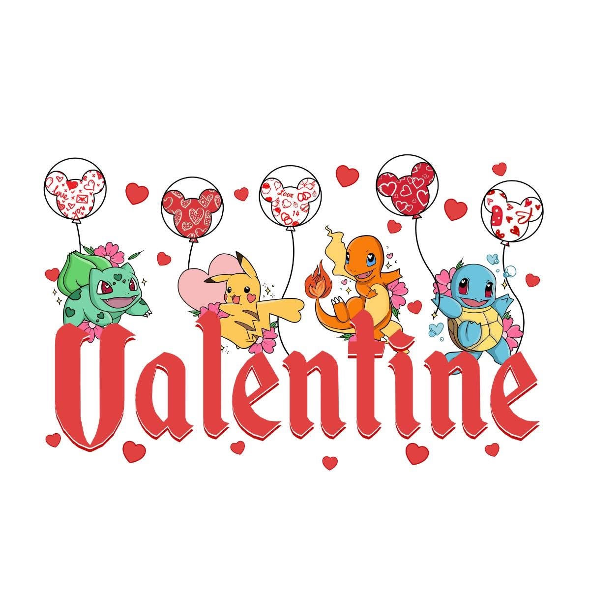 Pokemon Valentines T-shirts -Adult