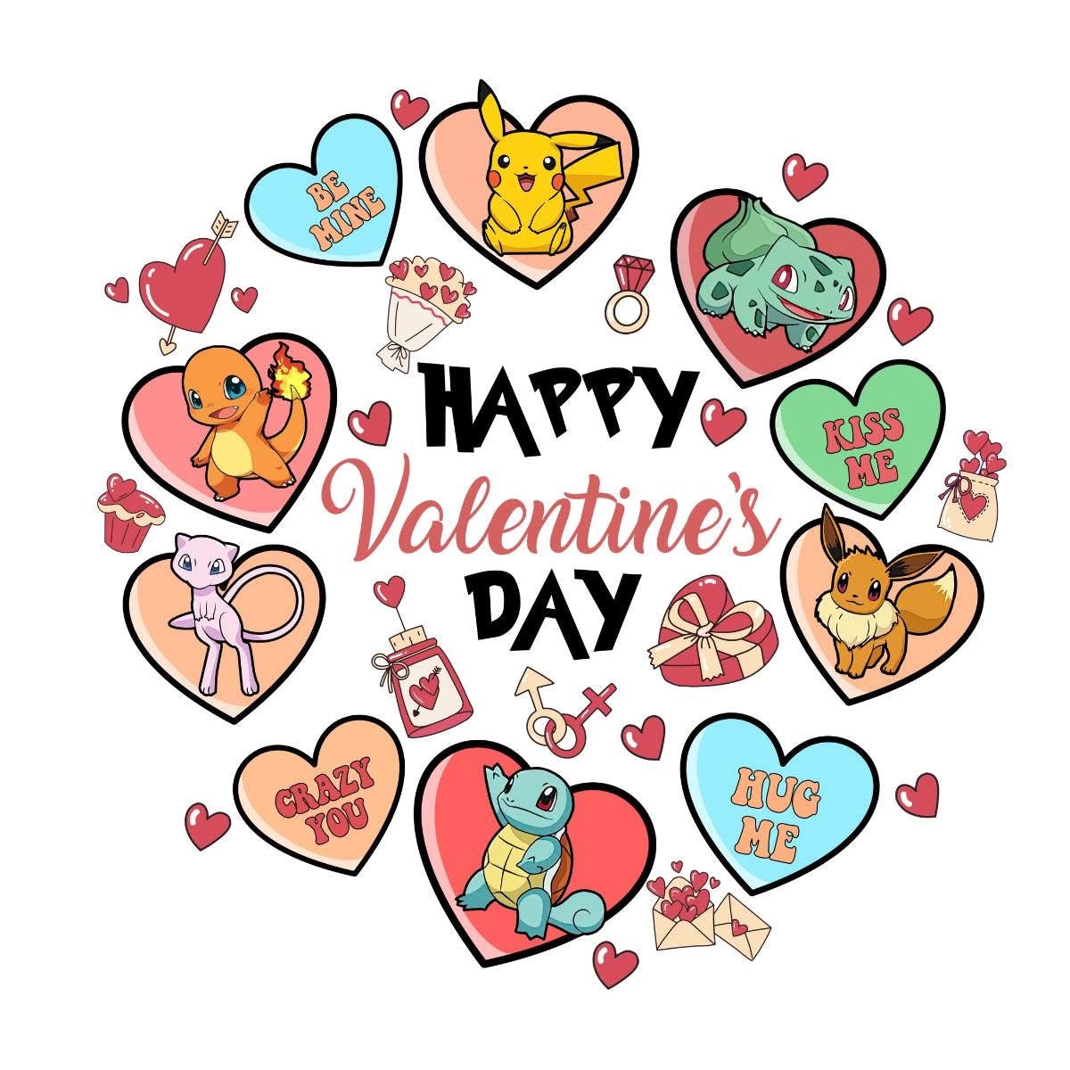Pokemon Valentines T-shirts -Adult