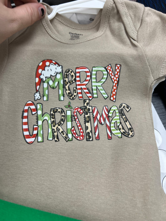 Merry Christmas Leopard Print Onsies