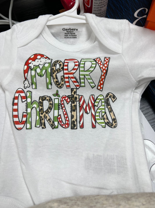 Merry Christmas Leopard Print Long Sleeve Onsies