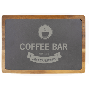 Acacia Wood/Slate Cutting Board - 13" x 9"