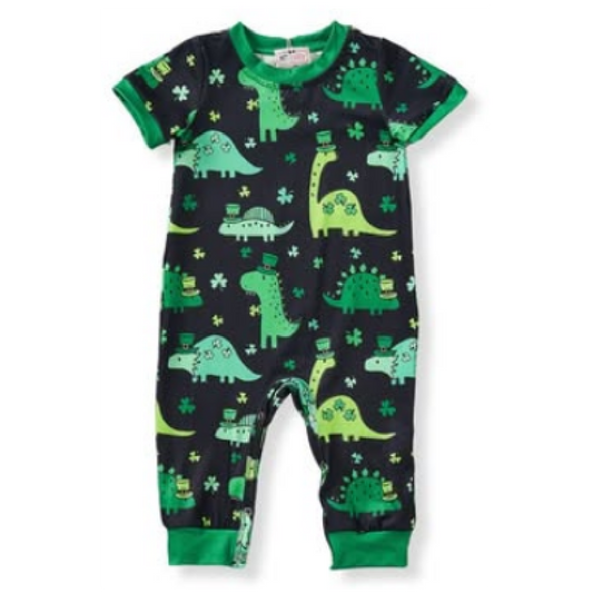 Pete & Lucy Shamrock Dinos Romper