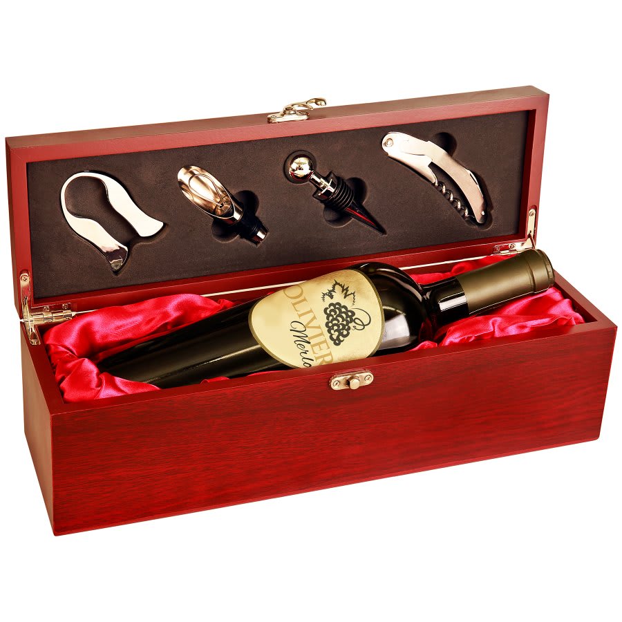 Rosewood Single Wine Bottle Box With Tools