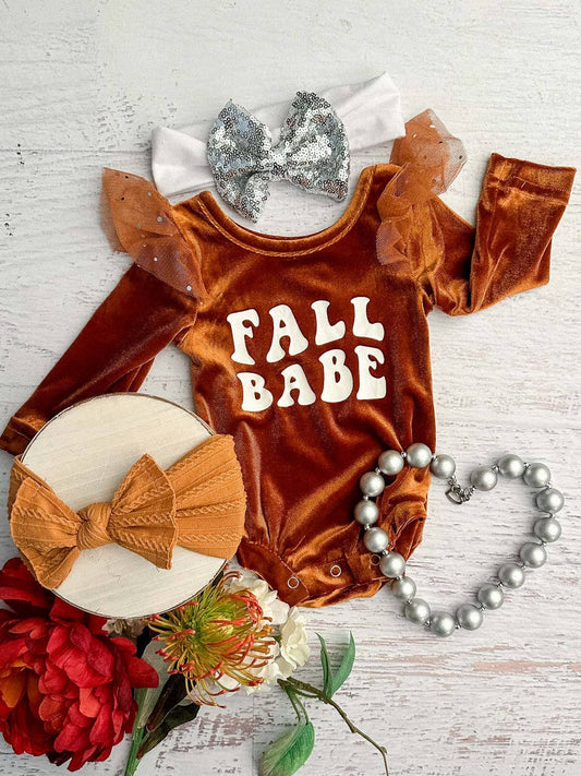 Fall Babe Baby Velvet Onesie