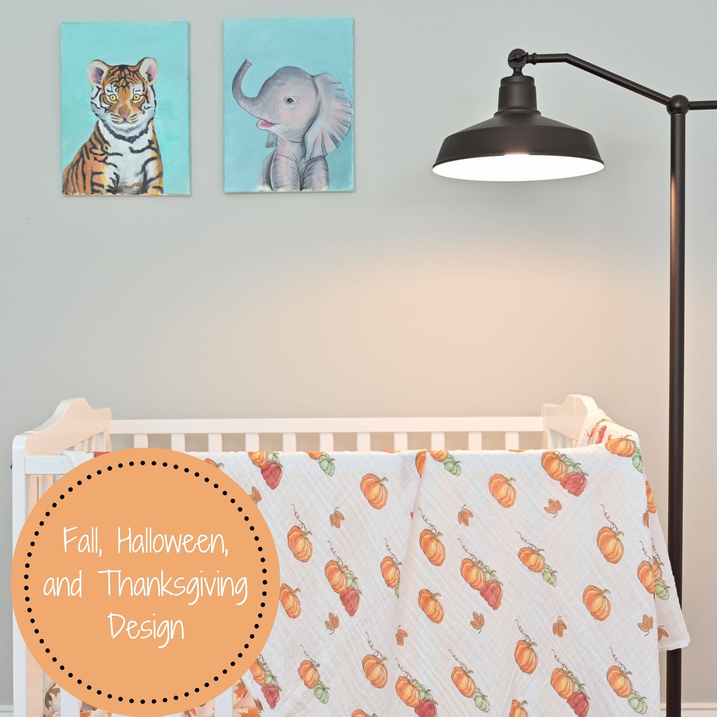 Pumpkin'pie Fall Holiday Theme Baby Muslin Cotton Blanket