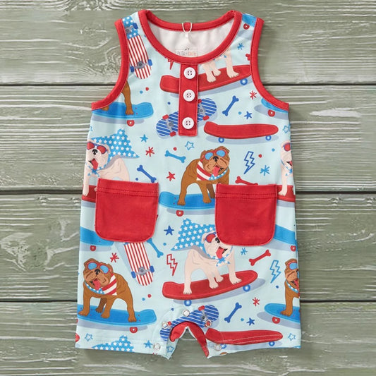 Pete & Lucy Red White & Blue Crew Boys Romper